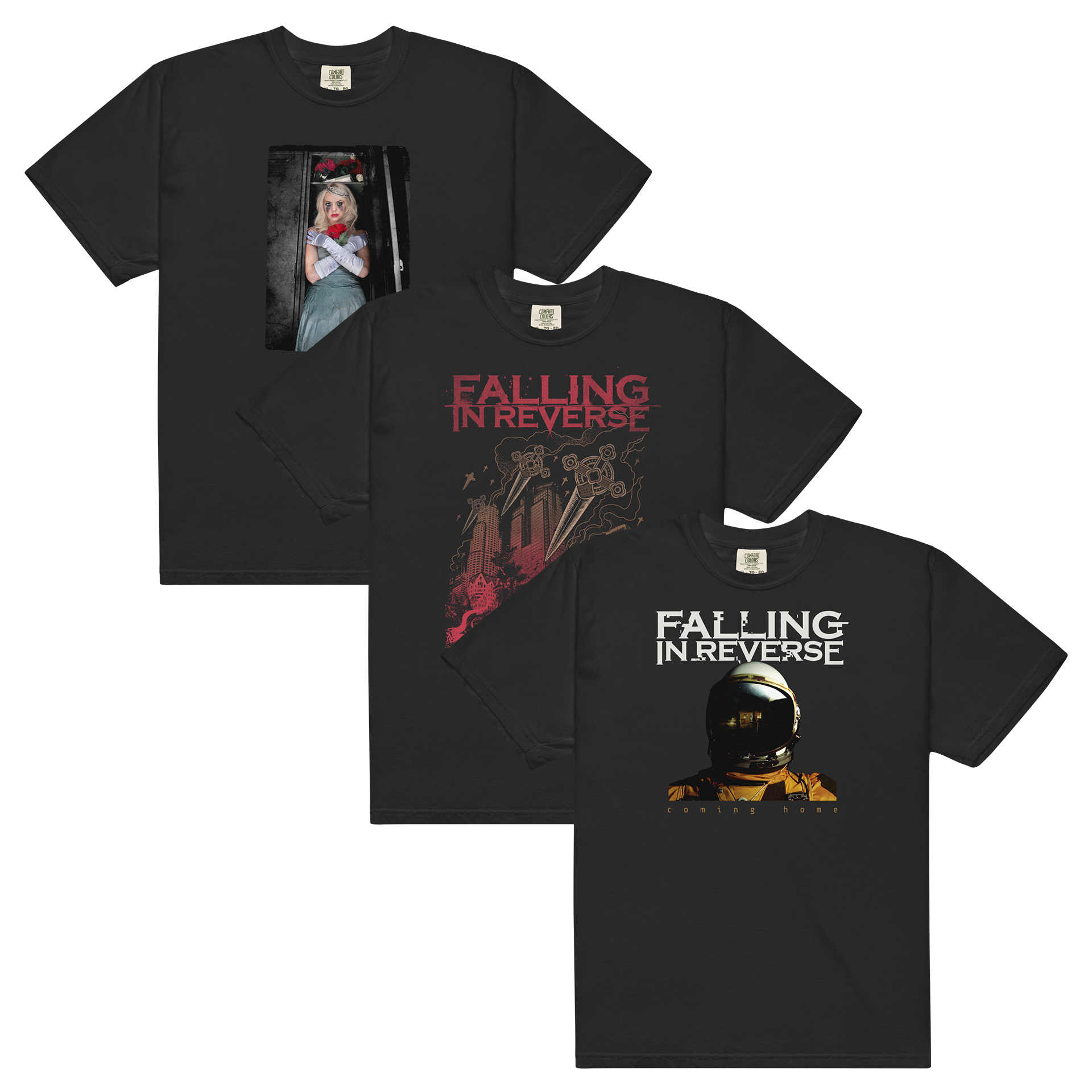 falling-in-reverse-lot-3-t-shirts-noir-coton image 1