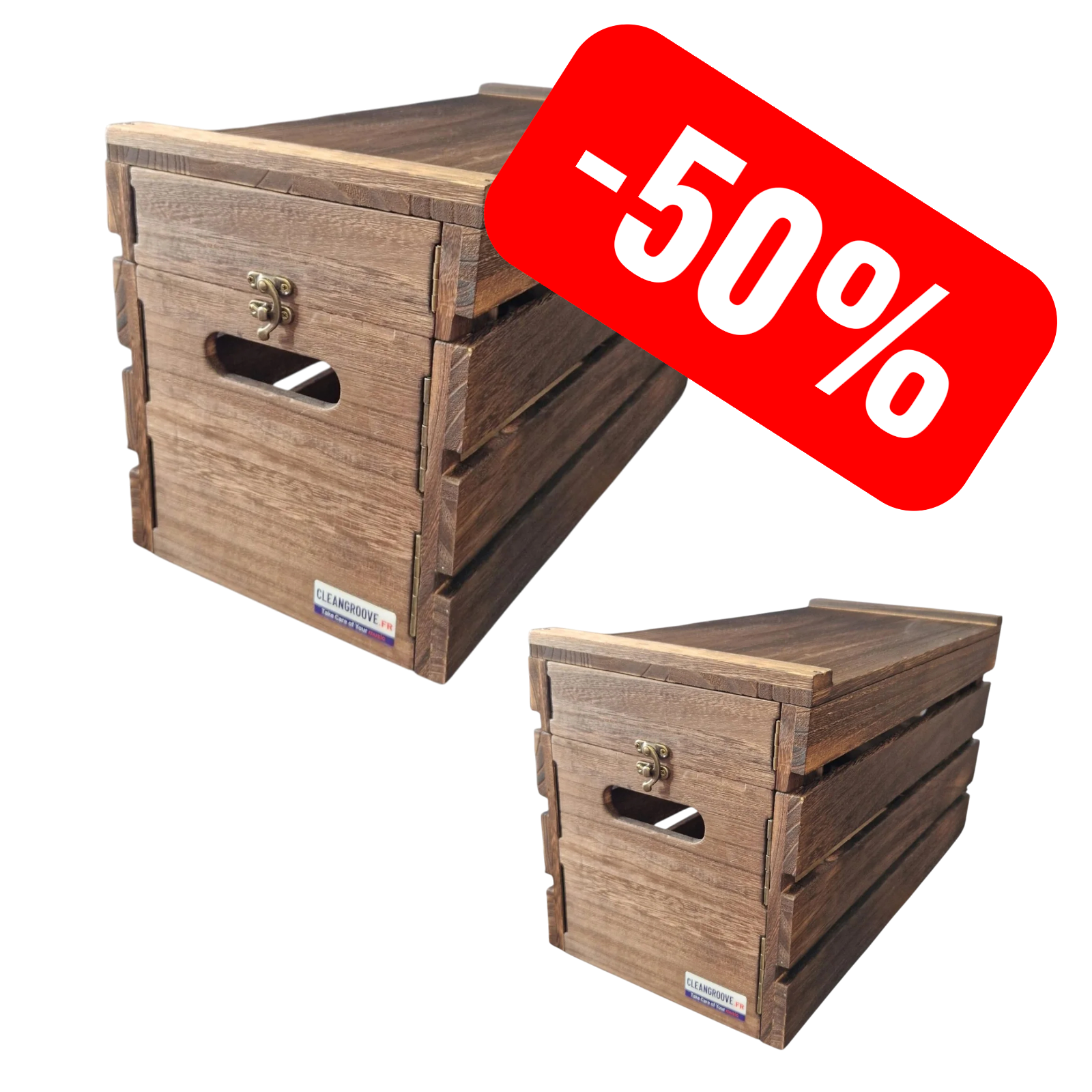 cleangroove-groovebox-45-caisse-vinyle-bois-lot-de-2-150-disques image 1