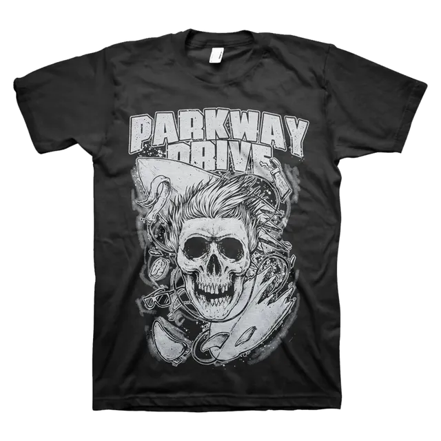 parkway-drive-surfer-skull-t-shirt-noir-coton image 1