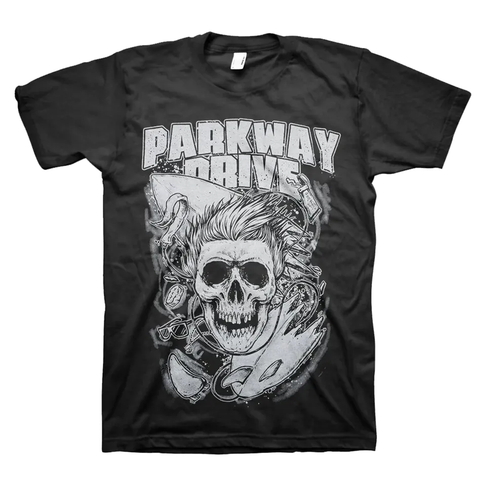 parkway-drive-surfer-skull-t-shirt-noir-coton image 1