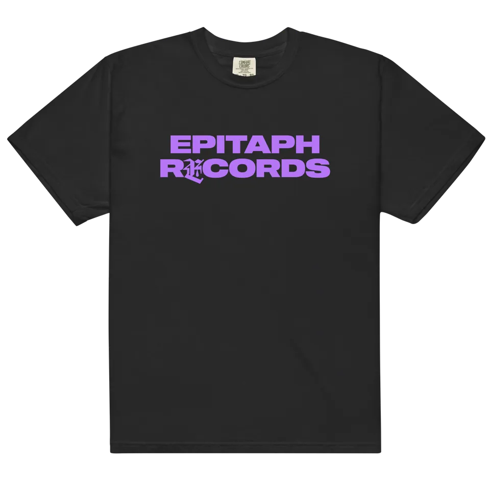 epitaph-records-logo-t-shirt-noir-coton-violet image 1