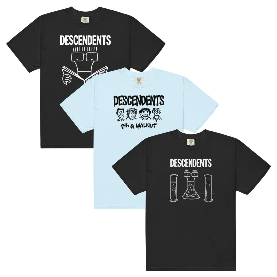 descendents-lot-3-t-shirts-noir-bleu-clair-coton image 1