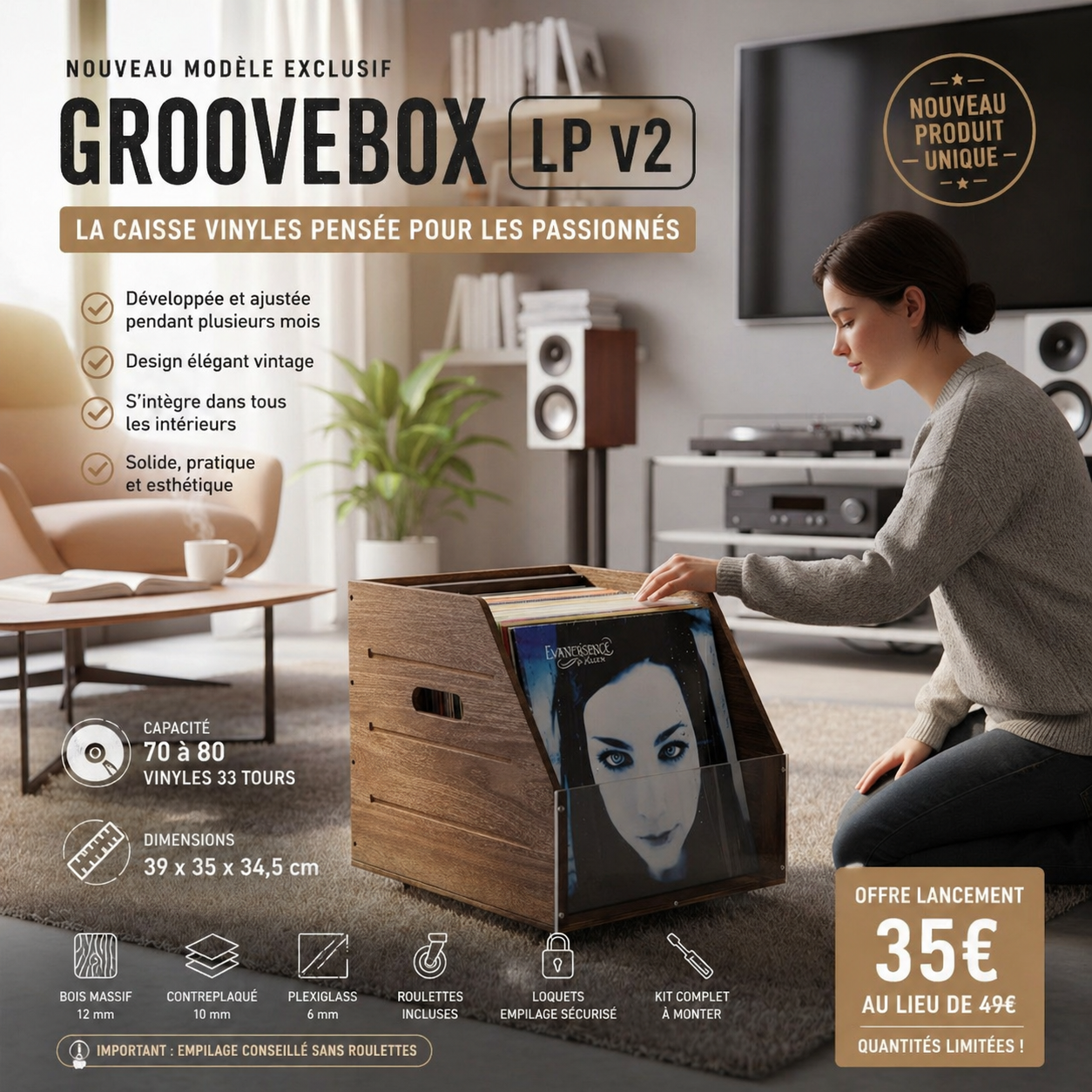 cleangroove-groovebox-lp-v2-caisse-vinyle-80-disques-bois-vieilli image 2
