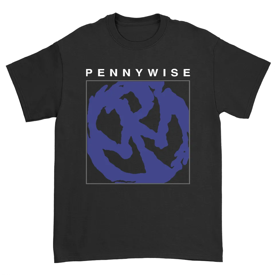 pennywise-blue-logo-t-shirt-noir-coton-logo-bleu image 1