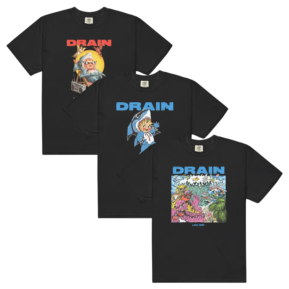 drain-lot-3-t-shirts-noirs-is-your-friend-kewpie-living-proof image 1