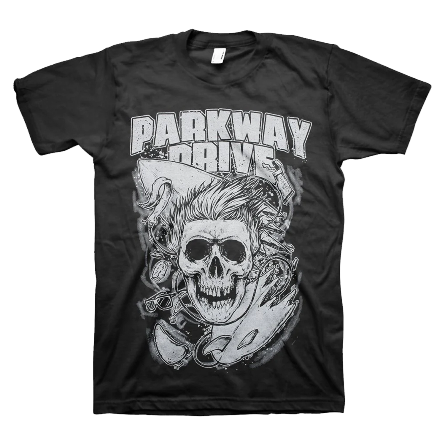 parkway-drive-surfer-skull-t-shirt-noir-coton image 1