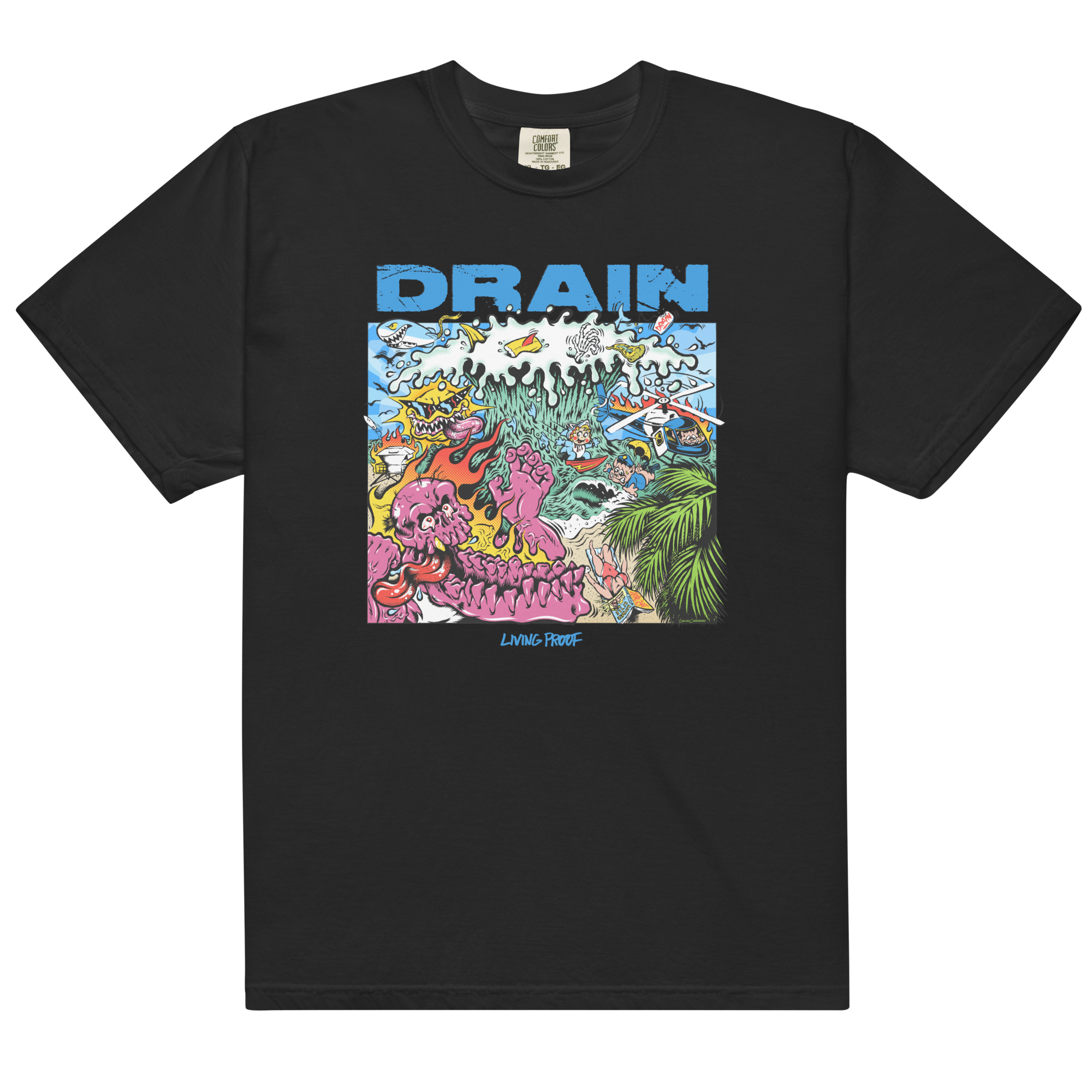drain-living-proof-t-shirt-noir-coton-manches-courtes image 1
