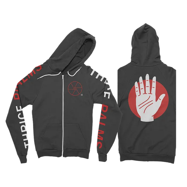 thrice-palms-hoodie-zipp-noir-sweat-capuche image 1