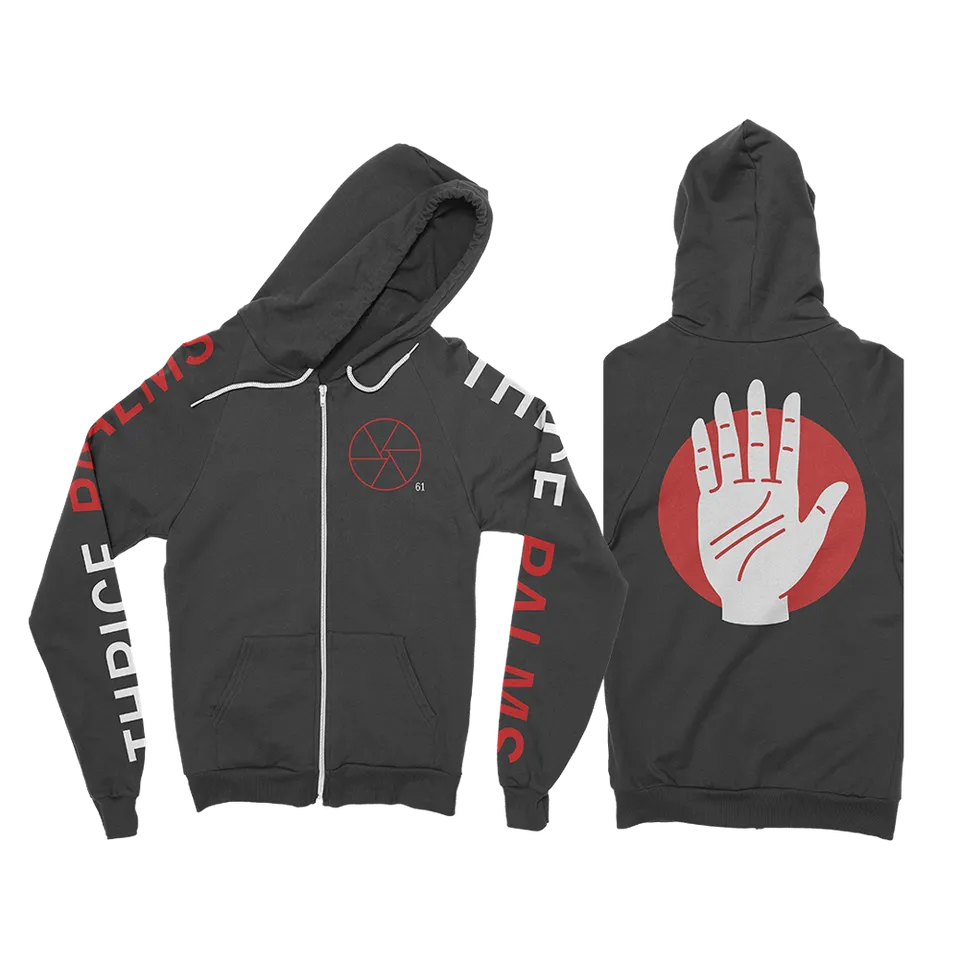 thrice-palms-hoodie-zipp-noir-sweat-capuche image 1
