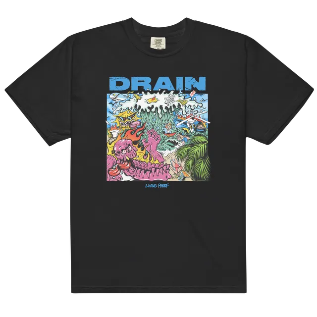 drain-living-proof-t-shirt-noir-coton-manches-courtes image 1