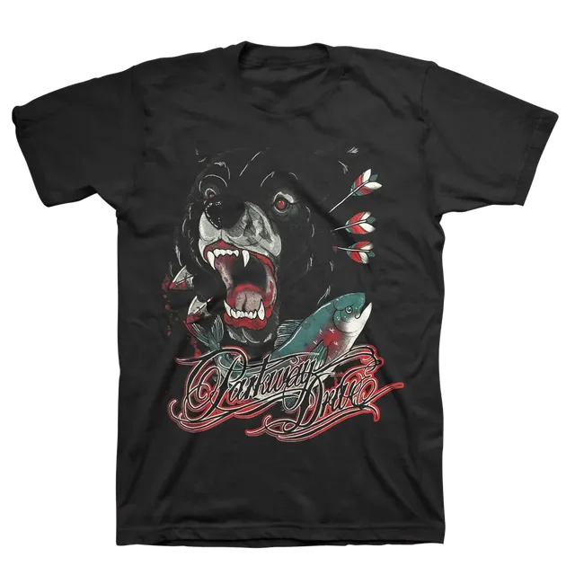 parkway-drive-bear-and-salmon-t-shirt-noir-100-coton image 1